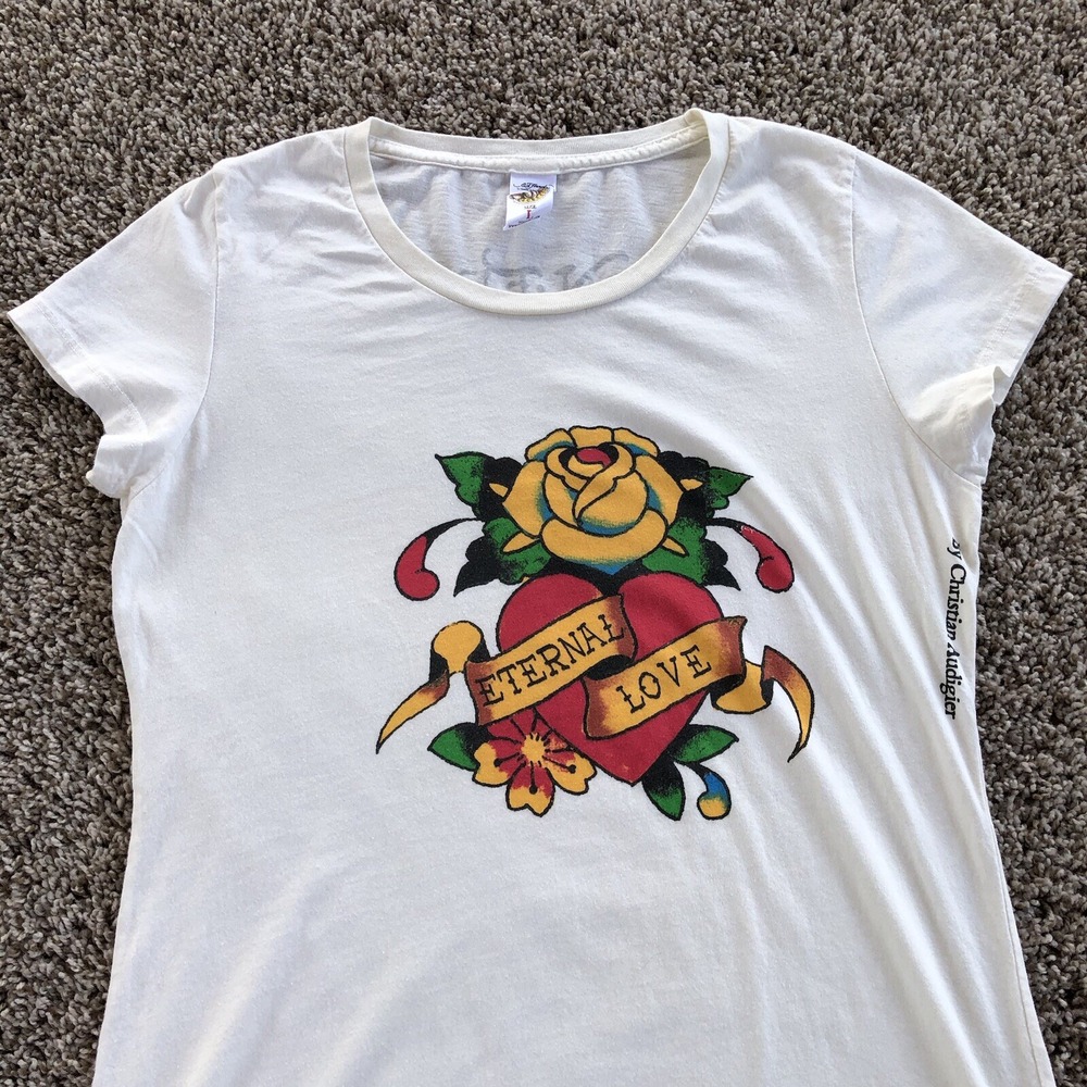 Vintage Ed Hardy By Christian Audigier Eternal Love Shirt Womens Size Large Y2K - Picture 2 of 9